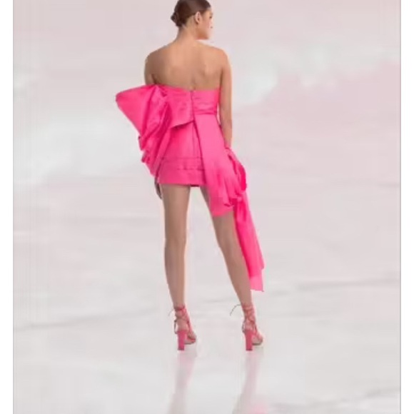 NWT Helen O’Connor plisse pleat asymmetric pink mini dress size 4 - Picture 2 of 2